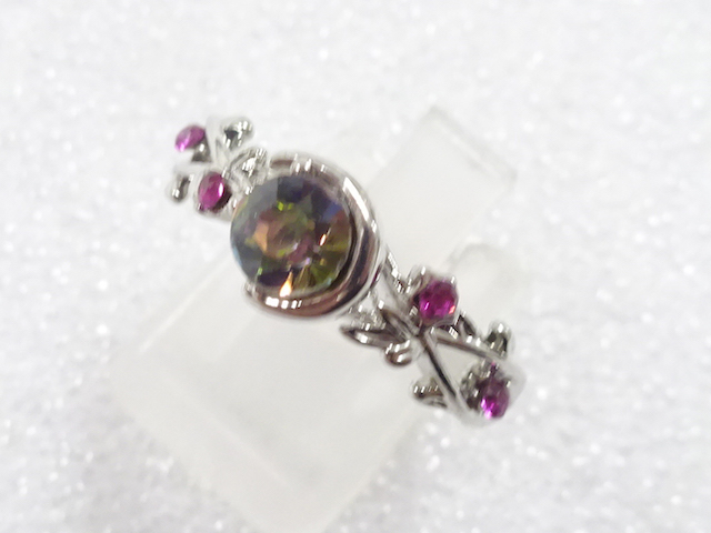 JAPANESE KIMONO / ANTIQUE COLORED STONE RING (SIZE 17.5)